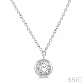 Wedding Day Superb Ornament 1/3 Ctw Round Cut Diamond Pendant With Chain in 14K White Gold