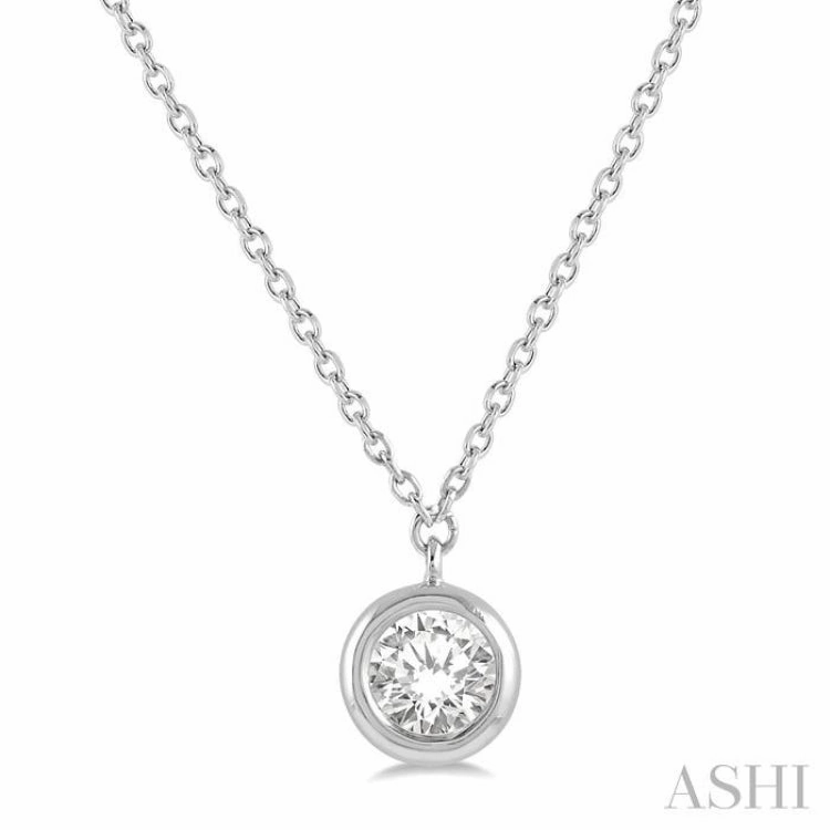 Wedding Day Superb Ornament 1/3 Ctw Round Cut Diamond Pendant With Chain in 14K White Gold