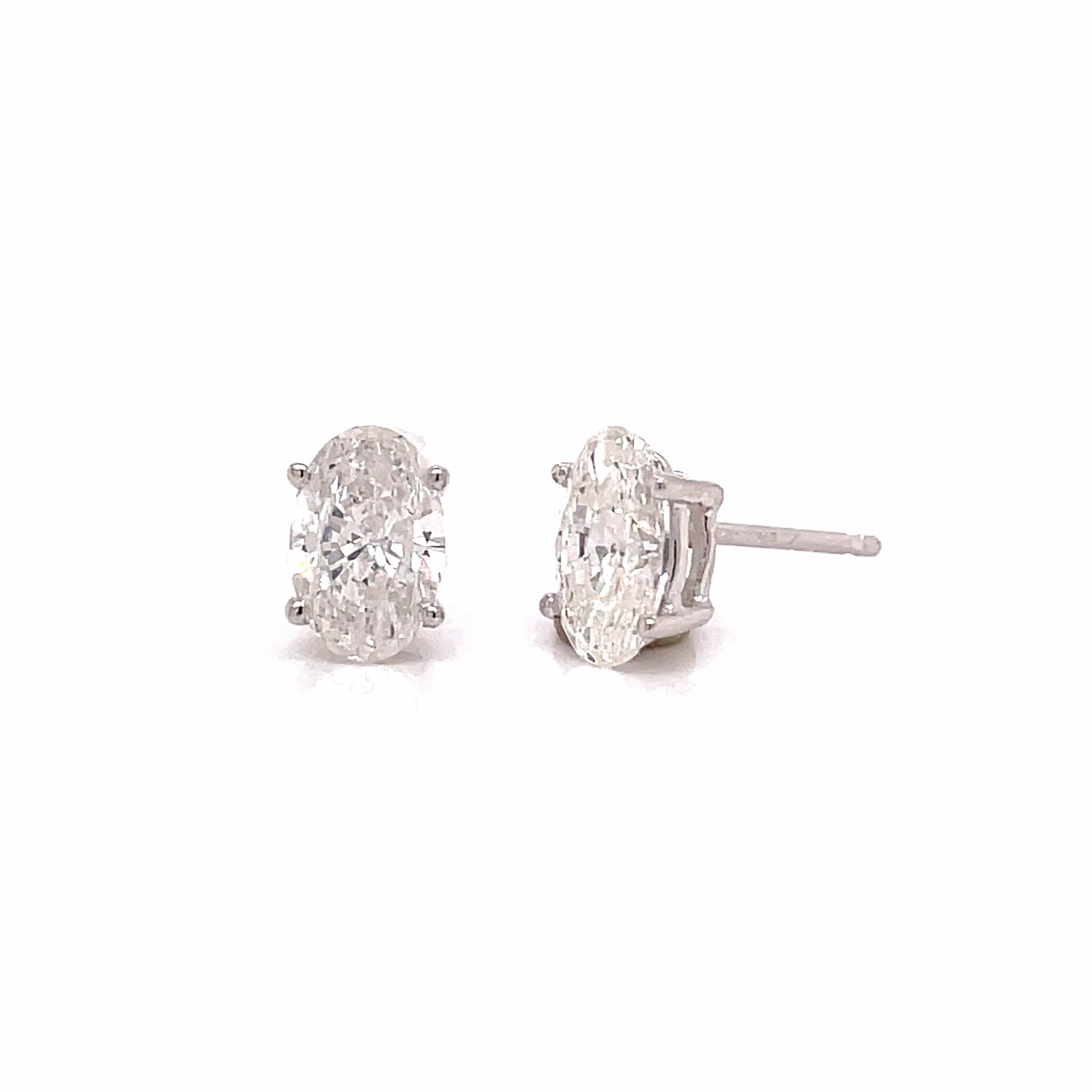 Minimalist Feature 1.42cttw Oval Diamonds in Basket Earrings