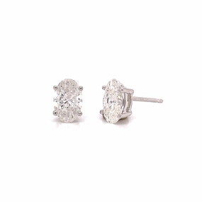 Minimalist Feature 1.42cttw Oval Diamonds in Basket Earrings