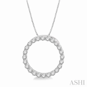Artisan Piece 1/4 Ctw Circle of Love Round Cut Diamond Pendant With Chain in 14K White Gold