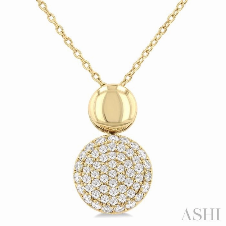 Fashionable Ornament Durable Style 1/4 Ctw Circular Mount Pave Set Single Cut Diamond Fashion Pendant With Chain in 10K Yellow Gold