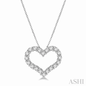 1/4 Ctw Heart Shape Round Cut Diamond Pendant With Chain in 14K White Gold Universal Fit Stylish Style
