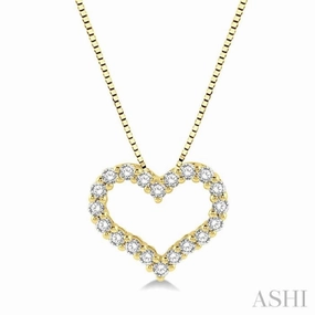 1/4 Ctw Heart Shape Round Cut Diamond Pendant With Chain in 14K Yellow Gold trendy youth