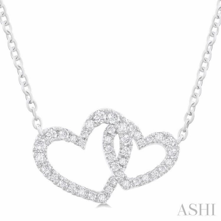 Effortless Detail 1/4 Ctw Interlocked Heart Round Cut Diamond Fashion Pendant With Chain in 10K White Gold