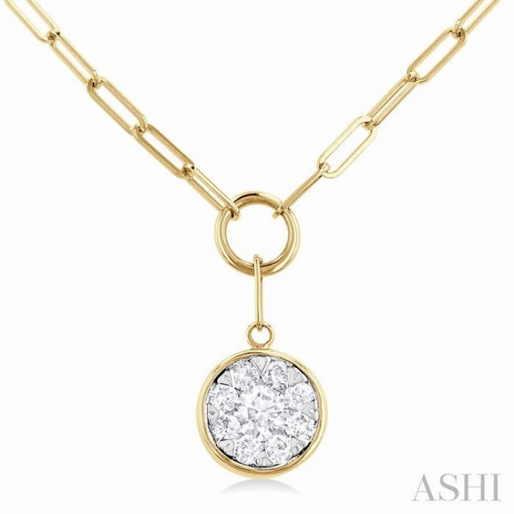 1/4 Ctw Lovebright Circular Shape Round Cut Diamond Paperclip Necklace in 14K Yellow & White Gold Durable Jewelry On Trend