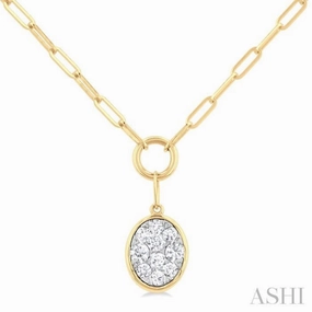 1/4 Ctw Lovebright Oval Shape Round Cut Diamond Paperclip Necklace in 14K Yellow & White Gold Lovely Item Graceful Feature