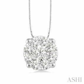 Wedding Day 1/4 Ctw Lovebright Round Cut Diamond Pendant in 14K White Gold with Chain