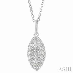 Fashion Statement Nuptial Jewelry 1/4 Ctw Petite Football Round Cut Diamond Fashion Pendant With Chain in 10K White Gold