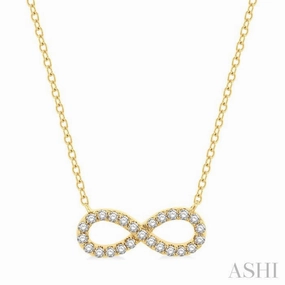 1/4 Ctw Round Cut Diamond Infinity Pendant With Chain in 14K Yellow Gold Regional Piece