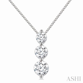 1/4 Ctw Round Cut Diamond Three-Stone Snowman Pendant With Chain in 14K White Gold Special Style Memory Piece