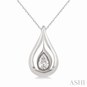 1/4 Ctw Teardrop Pear Cut Diamond Fashion Pendant With Chain in 14K White Gold Youth Mood Own Item