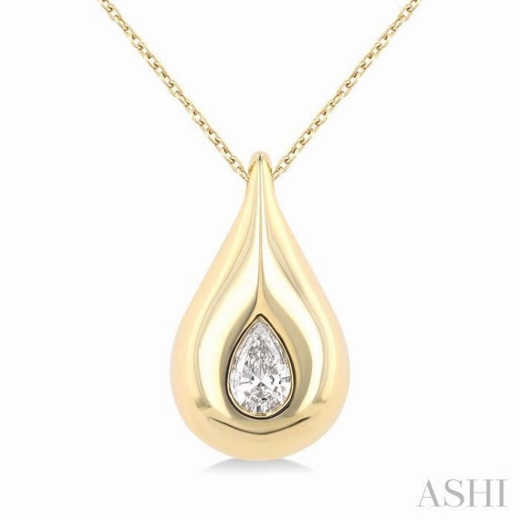 1/4 Ctw Teardrop Pear Cut Diamond Fashion Pendant With Chain in 14K Yellow Gold Splendid Jewelry