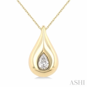 1/4 Ctw Teardrop Pear Cut Diamond Fashion Pendant With Chain in 14K Yellow Gold Splendid Jewelry