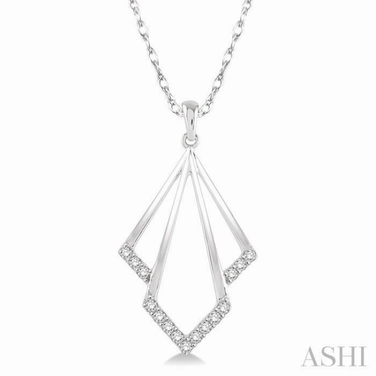 1/5 Ctw Diamond Fashion Pendant in 14K White Gold with Chain Soft Accent Fashionable Design