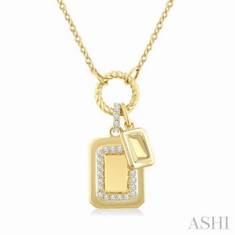 Artisan Craft 1/6 Ctw Emerald Charm Round Cut Diamond Fashion Pendant With Chain in 10K Yellow Gold