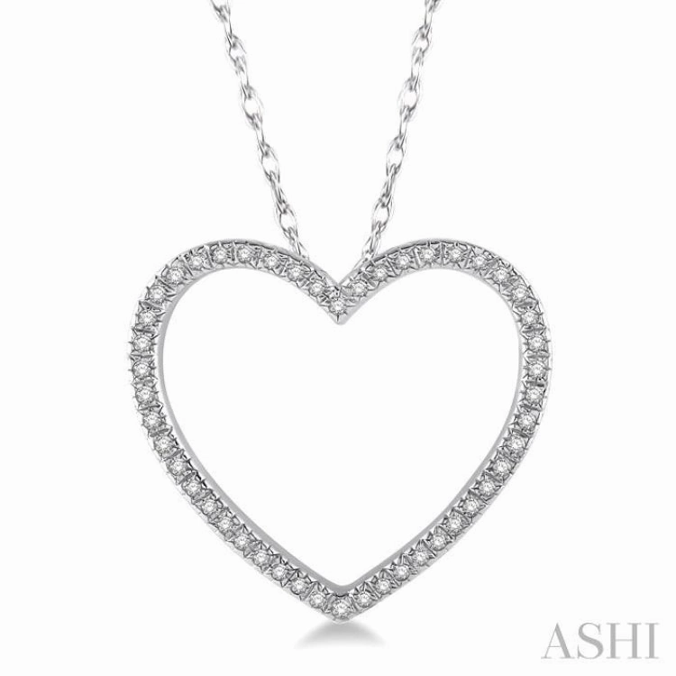 1/6 Ctw Heart Round Cut Diamond Pendant With Link Chain in 10K White Gold Stylish Accessory Great Ornament