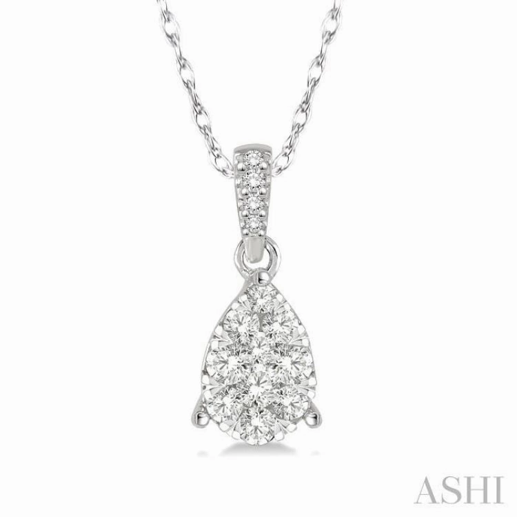 1/6 Ctw Pear Shape Diamond Lovebright Pendant in 14K White Gold with Chain Pretty Present