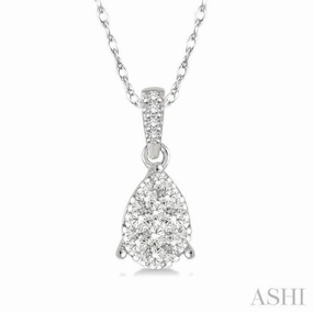 1/6 Ctw Pear Shape Diamond Lovebright Pendant in 14K White Gold with Chain Pretty Present