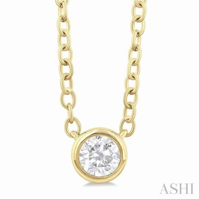 1/6 Ctw Petite Bezel Set Round Cut Diamond Fashion Pendant With Chain in 10K Yellow Gold Classic Item