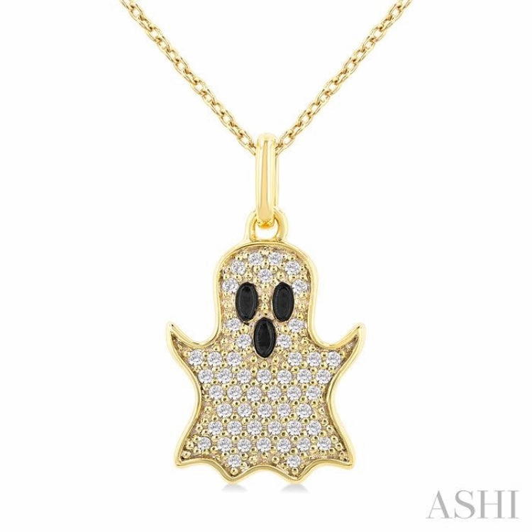 High-Quality Piece Furnishing Item 1/6 Ctw Petite Ghost Single Cut Diamond Fashion Pendant With Chain in 10K Yellow Gold
