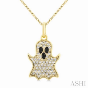 High-Quality Piece Furnishing Item 1/6 Ctw Petite Ghost Single Cut Diamond Fashion Pendant With Chain in 10K Yellow Gold