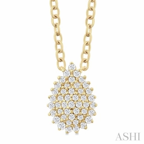 1/6 Ctw Petite Pear Shape Round Cut Diamond Cluster Fashion Pendant With Chain in 10K Yellow Gold Modern Look