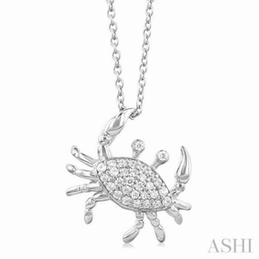 1/6 Ctw Petite Slanted Crab Round Cut Diamond Fashion Pendant With Chain in 10K White Gold Timeless Touch