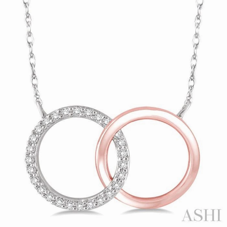 1/6 Ctw Round Cut Diamond Circle n Circle Pendant in 14K White and Rose Gold with Chain Festival Present Casual Style