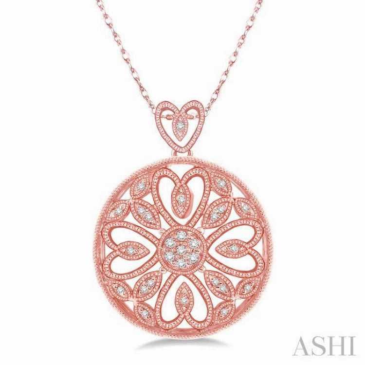 1/6 Ctw Round Cut Diamond Fashion Pendant in 10K Rose Gold with Chain work event Premium Gift