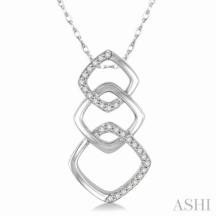 1/6 Ctw Round Cut Diamond Fashion Pendant in 10K White Gold with Chain Magnificent Gift Adorned Piece