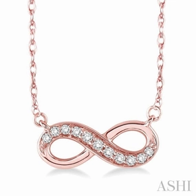 Glam Girl 1/6 Ctw Round Cut Diamond Infinity Petite Pendant in 14K Rose Gold with Chain