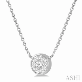 1/6 Ctw Round Shape Lovebright Diamond Pendant With Chain in 14K White Gold Beautiful Style