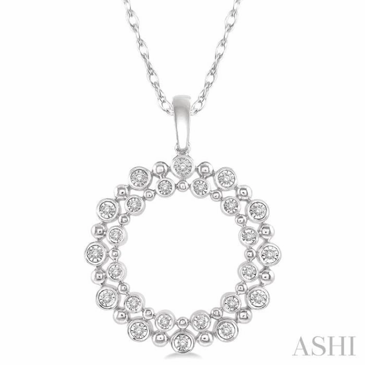Nuptial Jewelry Cold Weather 1/6 Ctw Twin Halo Round Cut Diamond Fashion Pendant in 10K White Gold with chain
