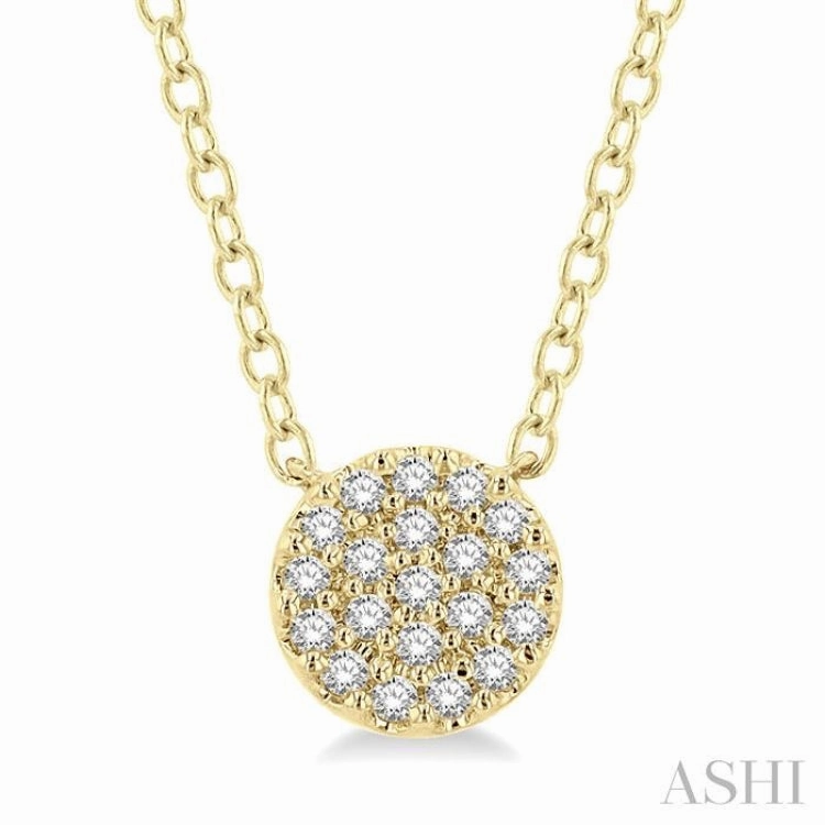 1/8 Ctw Disc Shape Round Cut Diamond Petite Fashion Pendant With Chain in 10K Yellow Gold Common Accessory Autumn Feature