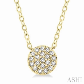 1/8 Ctw Disc Shape Round Cut Diamond Petite Fashion Pendant With Chain in 10K Yellow Gold Common Accessory Autumn Feature
