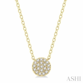 Elegant Evening Jewelry Elegant Highlight 1/8 Ctw Disc Shape Round Cut Diamond Petite Fashion Pendant With Chain in 14K Yellow Gold
