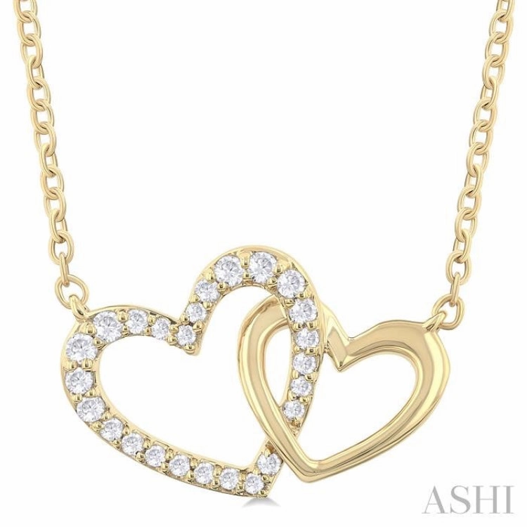 1/8 Ctw Interlocked Heart Round Cut Diamond Fashion Pendant With Chain in 10K Yellow Gold Eternal Piece Every Occasion