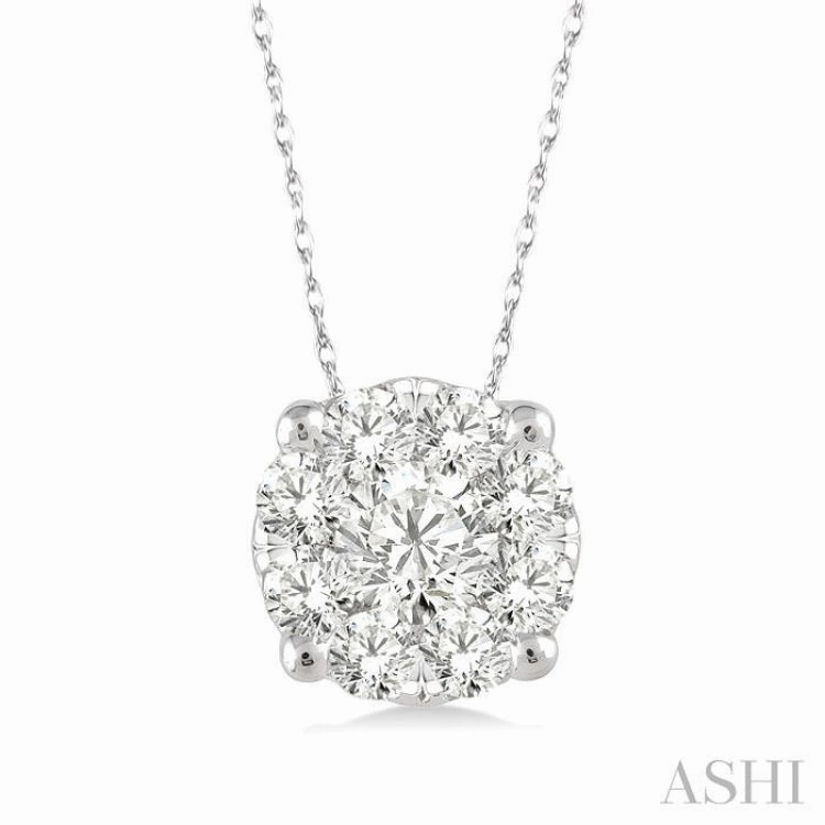 Comfortable Gift 1/8 Ctw Lovebright Round Cut Diamond Pendant in 14K White Gold with Chain