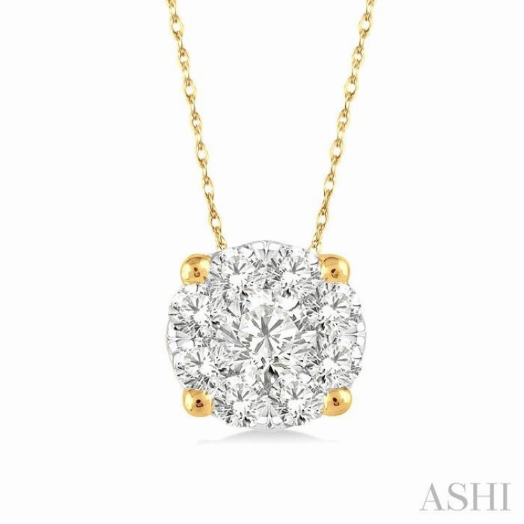 1/8 Ctw Lovebright Round Cut Diamond Pendant in 14K Yellow Gold with Chain For Wellness Modern Adornment