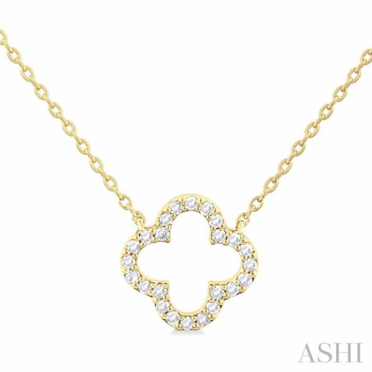 1/8 Ctw Petite Clover Round Cut Diamond Fashion Pendant With Chain in 10K Yellow Gold Seasonal Trend Divine Adornment