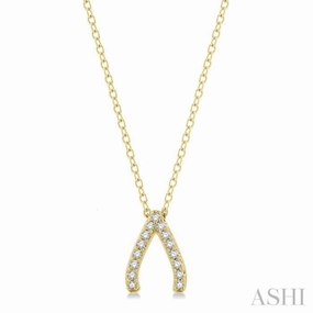 1/8 Ctw Petite Wishbone Diamond Pendant in 10K Yellow Gold with Chain Modern Vibe Signature Accent