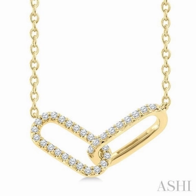 Seasonal Style decorative item 1/8 Ctw Single Cut Diamond Interlocked Paperclip Fashion Petite Pendant With Chain in 10K Yellow Gold
