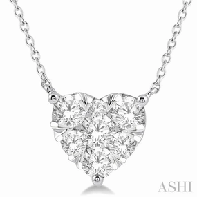 Fantastic Jewelry 1 Ctw Lovebright Diamond Heart Pendant With Chain in 14K White Gold