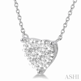 1 Ctw Lovebright Diamond Heart Pendant With Chain in 14K White Gold Family Accent Chic Layer