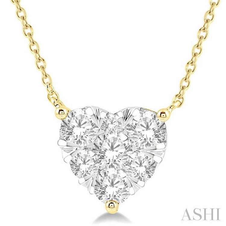 Classic Edge 1 Ctw Lovebright Diamond Heart Pendant With Chain in 14K Yellow and White Gold