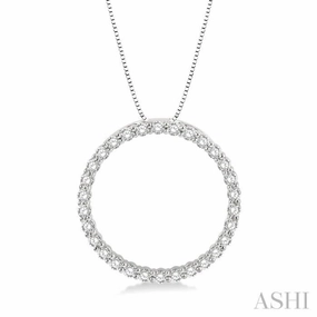Adult Evening Jewelry 1 Ctw Round Cut Diamond Circle of Love Pendant with Chain in 14K White Gold