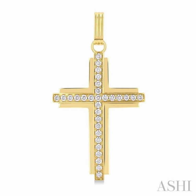 1 Ctw Round Cut Diamond Cross Pendant in 14K Yellow Gold Chic Event