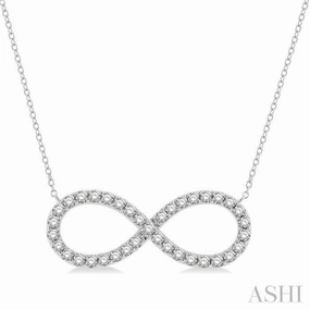 1 Ctw Round Cut Diamond Infinity Pendant With Chain in 14K White Gold Affordable Gift Colorful Design Jewelry