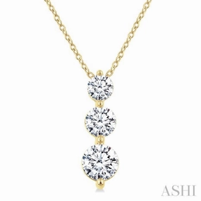 1 Ctw Round Cut Diamond Three-Stone Snowman Pendant With Chain in 14K Yellow Gold Premium accessory Soft Touch